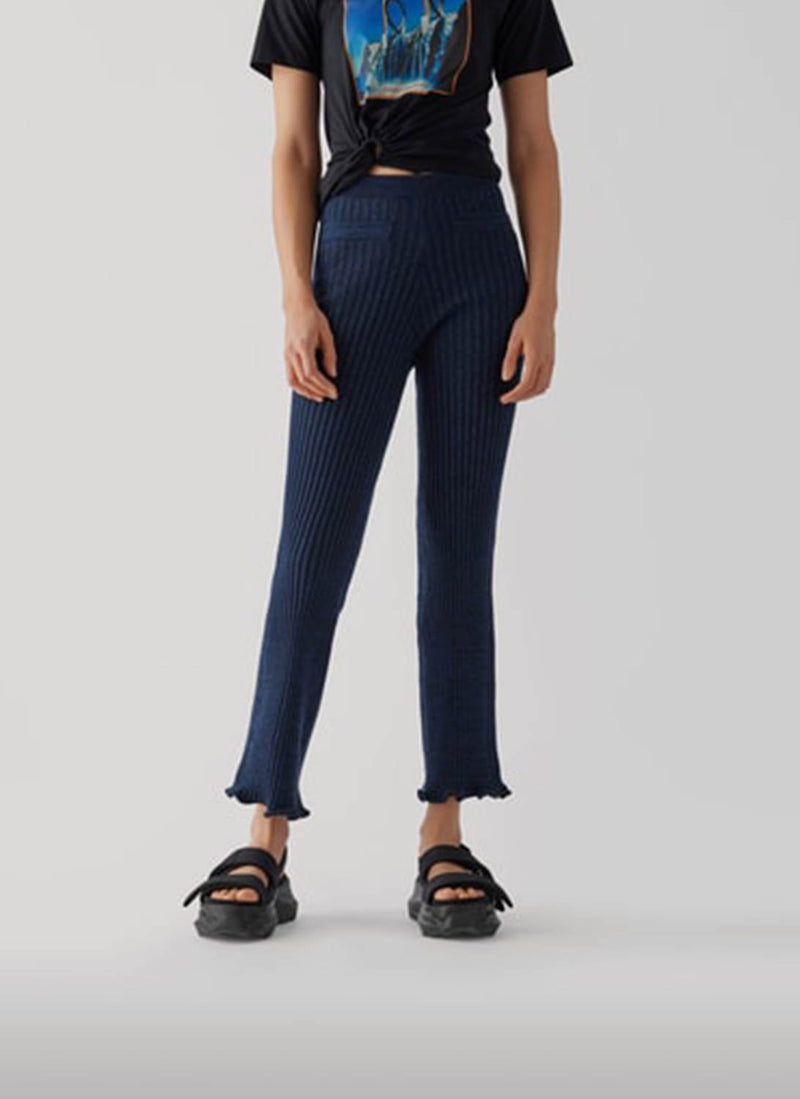 Rabanne - Pantalon Évasé En Laine - Bleu/Marine - Femme