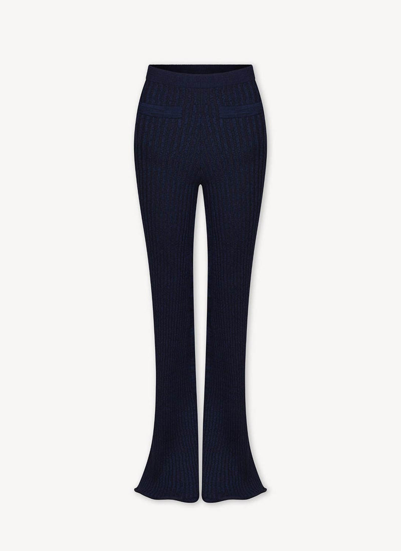 Rabanne - Pantalon Évasé En Laine - Bleu/Marine - Femme