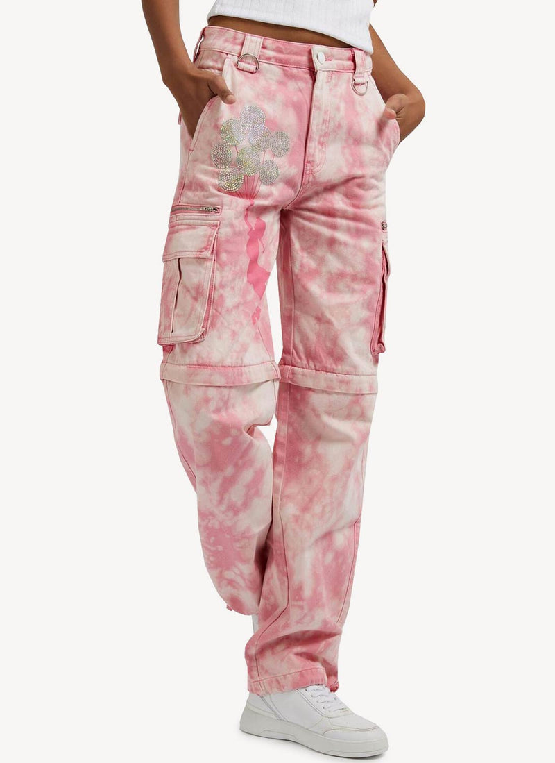 Guess - Pantalon Tie Dye - Morning Pink Tie Dye - Femme