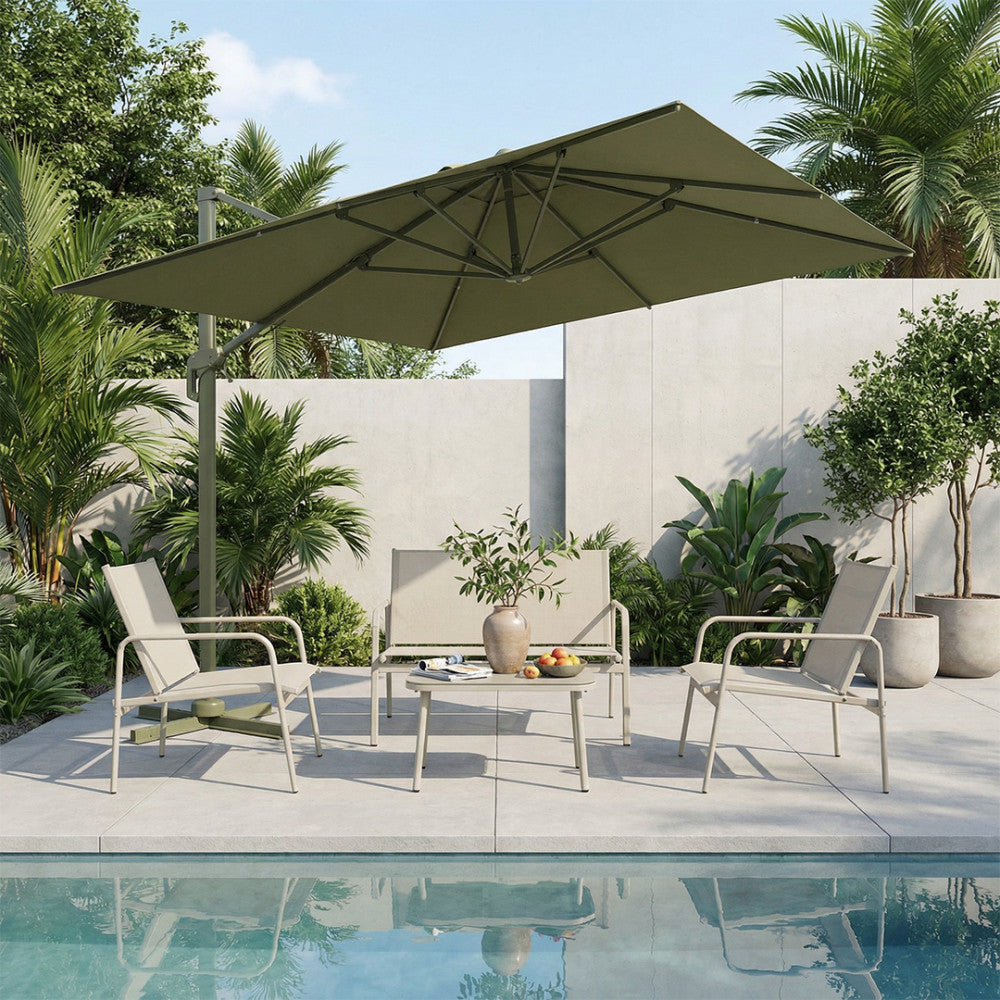 Veya - Parasol Carré Déporté - Aluminium - Vert olive
