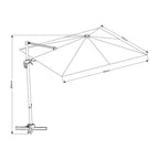 Veya - Sombrilla cuadrada excéntrica - Aluminio - Gris oscuro