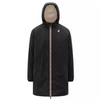 Parka lunga con cappuccio doppio sherpa K-Way Le Vrai 4.0 Eiffel East Orsetto - Nero puro