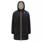 Long Hooded Double Sherpa Parka K-Way Le Vrai 4.0 Eiffel East Orsetto - Black Pure