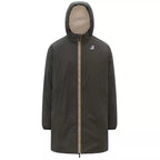 K-Way Le Vrai 4.0 Eiffel East Orsetto Long Hooded Parka with Double Sherpa - Khaki/Black
