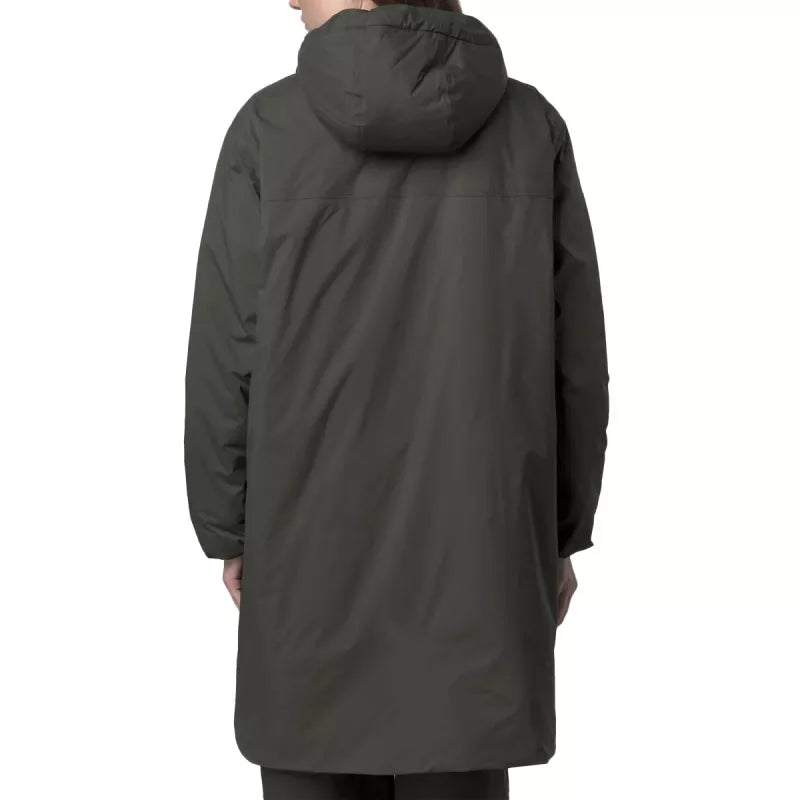 K-Way Le Vrai 4.0 Eiffel East Orsetto Long Hooded Parka with Double Sherpa - Khaki/Black