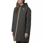 K-Way Le Vrai 4.0 Eiffel East Orsetto Long Hooded Parka with Double Sherpa - Khaki/Black