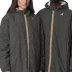 K-Way Le Vrai 4.0 Eiffel East Orsetto Long Hooded Parka with Double Sherpa - Khaki/Black