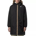Long Hooded Double Sherpa Parka K-Way Le Vrai 4.0 Eiffel East Orsetto - Black Pure