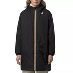 Long Hooded Double Sherpa Parka K-Way Le Vrai 4.0 Eiffel East Orsetto - Black Pure