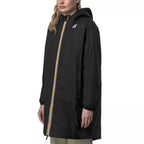 Long Hooded Double Sherpa Parka K-Way Le Vrai 4.0 Eiffel East Orsetto - Black Pure