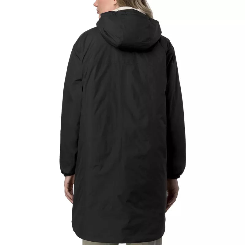 Long Hooded Double Sherpa Parka K-Way Le Vrai 4.0 Eiffel East Orsetto - Black Pure
