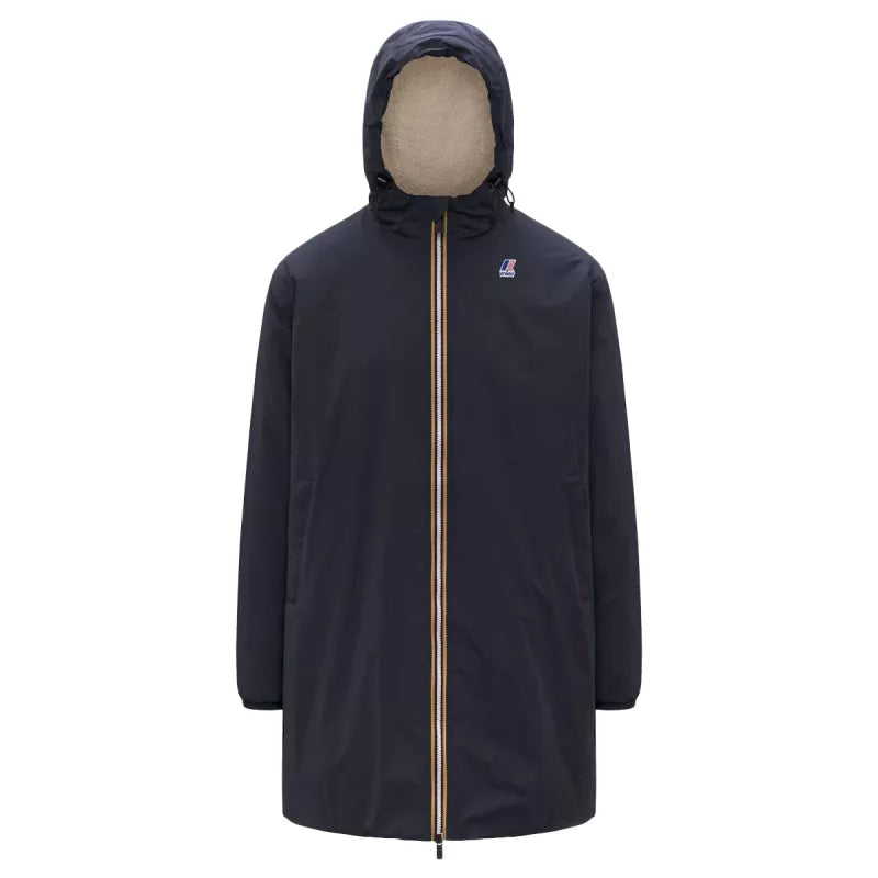 Parka Longue À Capuche Double Sherpa K-Way Le Vrai 4.0 Eiffel East Orsetto - Bleu Marine