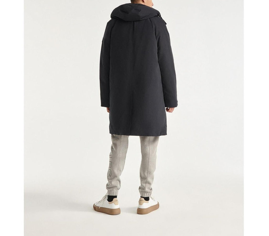 The Kooples - Parka Nylon Bleu Marine À Capuche Cuir - Homme