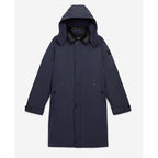The Kooples - Parka Nylon Bleu Marine À Capuche Cuir - Homme