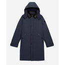 Parka Nylon Bleu Marine À Capuche Cuir - Homme