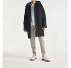 The Kooples - Parka Nylon Bleu Marine À Capuche Cuir - Homme