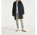 Parka Nylon Bleu Marine À Capuche Cuir - Homme