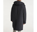 Parka Nylon Bleu Marine À Capuche Cuir - Homme