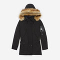 The Kooples - Parka Nailon Larga Negra Con Capucha - Mujer