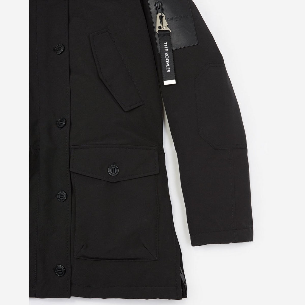 The Kooples - Parka Nailon Larga Negra Con Capucha - Mujer