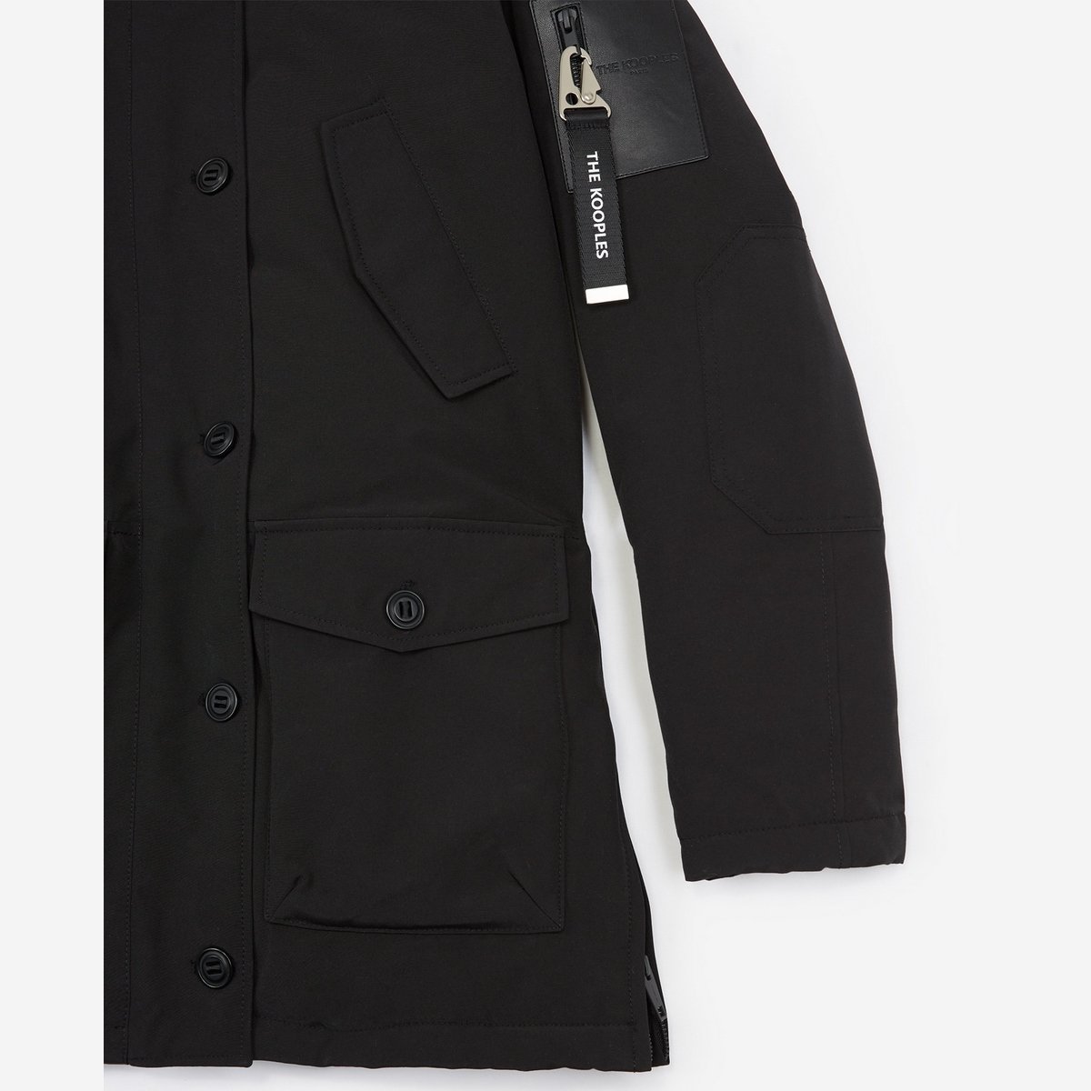The Kooples - Parka Nailon Larga Negra Con Capucha - Mujer