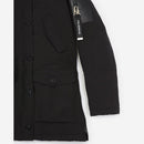 Parka Larga de Nylon Negra con Capucha - Mujer