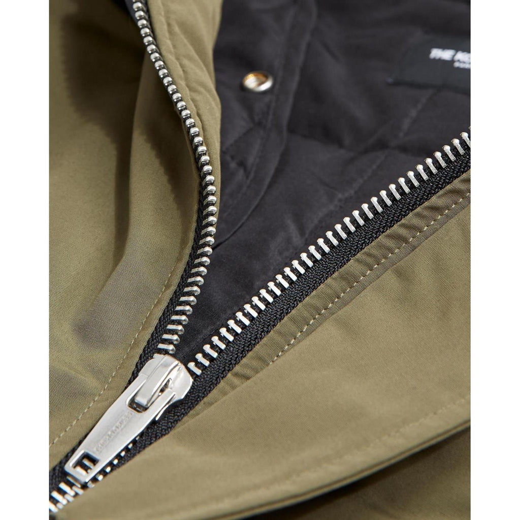 The Kooples - Parka Nylon Vert Kaki À Capuche Cuir - Homme