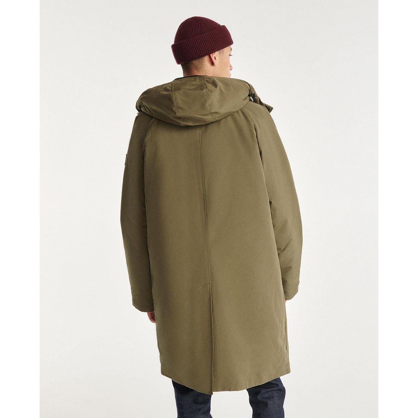 The Kooples - Parka Nylon Vert Kaki À Capuche Cuir - Homme