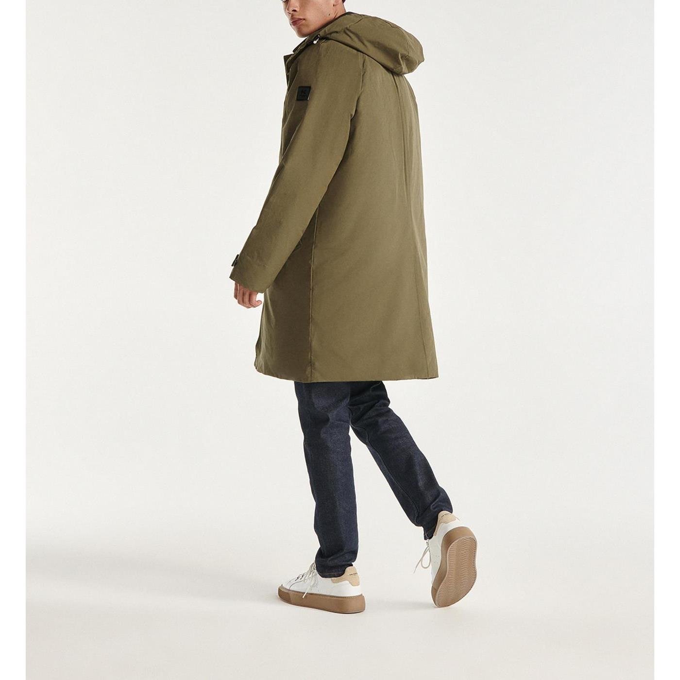 The Kooples - Parka Nylon Vert Kaki À Capuche Cuir - Homme
