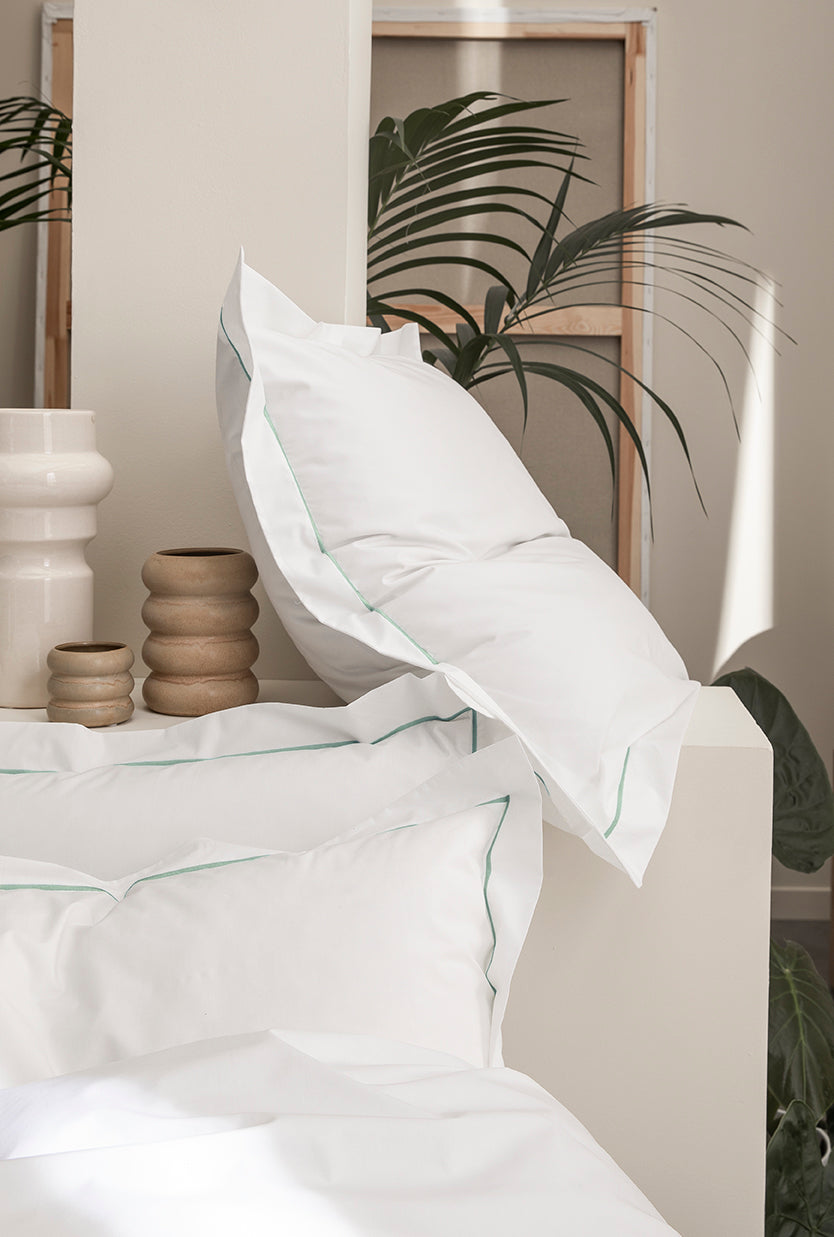 Set De 2 Taies D'Oreillers - 100% Percale De Coton Bourdon - 11 Coloris
