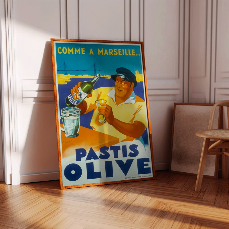 Affiche “Comme À Marseille… Pastis Olive”