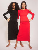 The Long Power Stretch Skirt Black Black Coffee