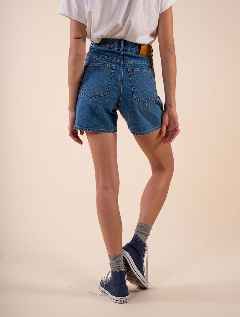 Edición 002 The Brenda Regen-Pantalones cortos de algodón reciclado Azul Medio