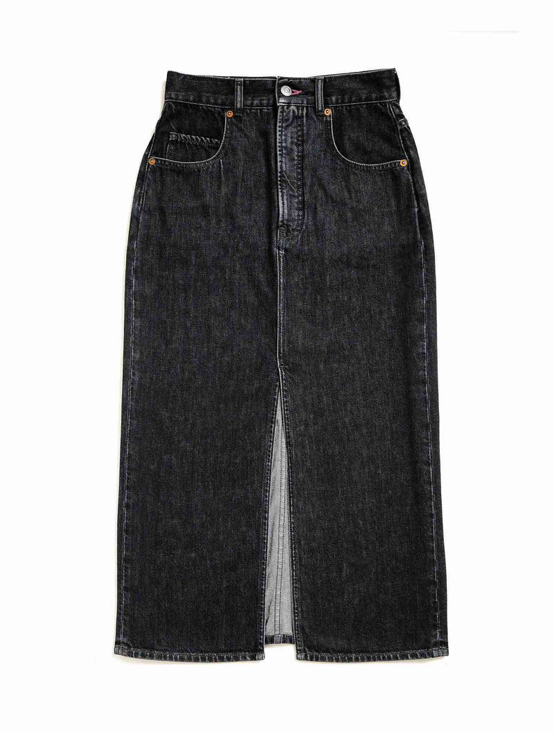 La Jupe Longue Donna Stretch Denim Noir