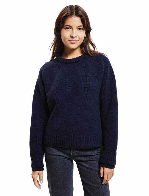 Le Pull Wooly Laine 100% Recyclée Bleu Marine