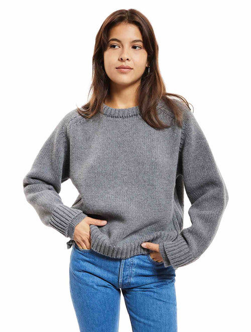 Le Pull Wooly Laine 100% Recyclée Gris Manhattan