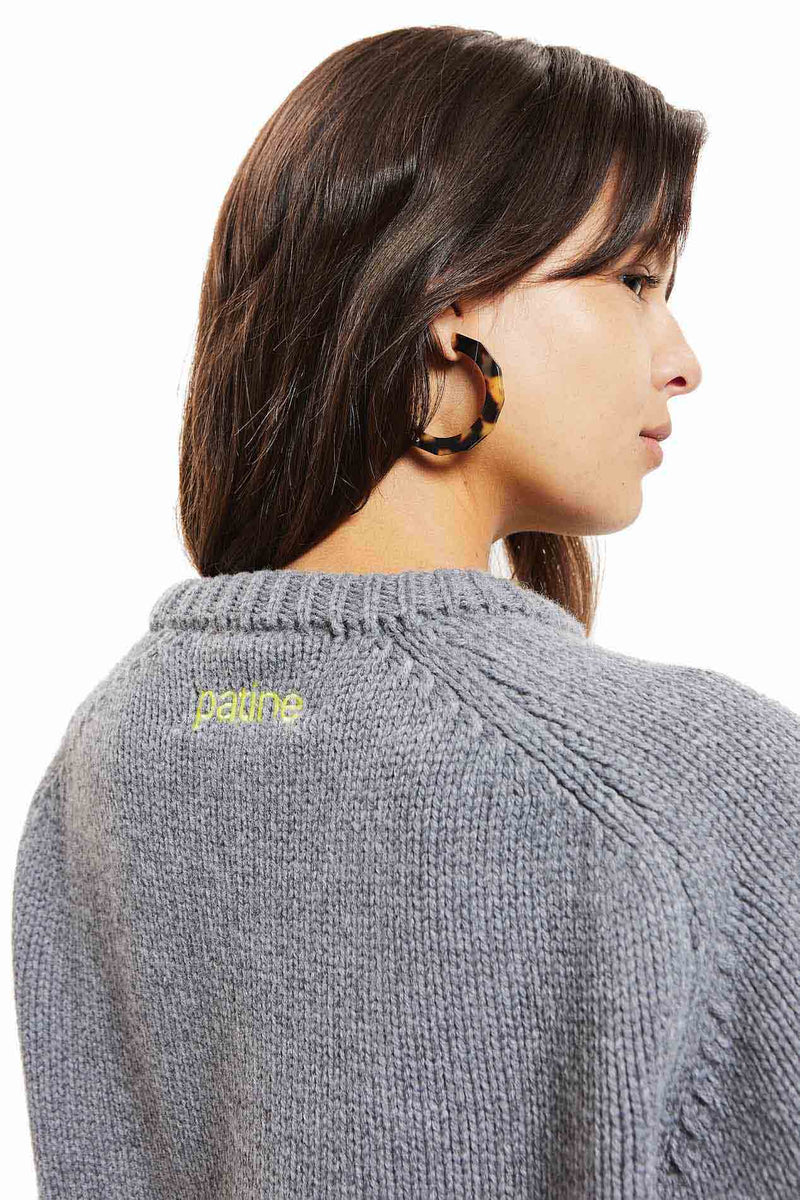 Le Pull Wooly Laine 100% Recyclée Gris Manhattan