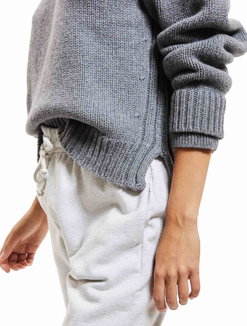 Le Pull Wooly Laine 100% Recyclée Gris Manhattan