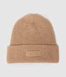 Patou - Bonnet Knitted Rib Beanie Laine Beige - Femme