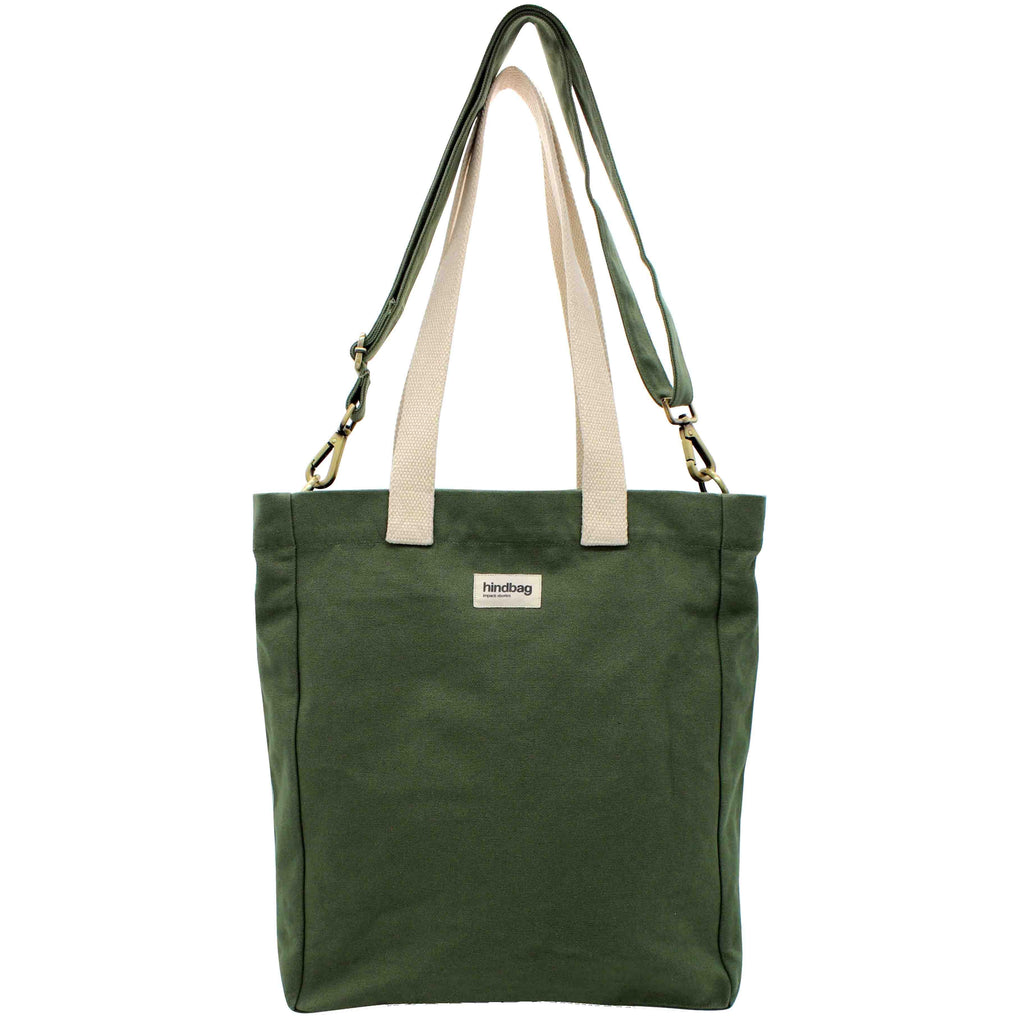Borsa shopper verticale Paul verde oliva Hindbag2