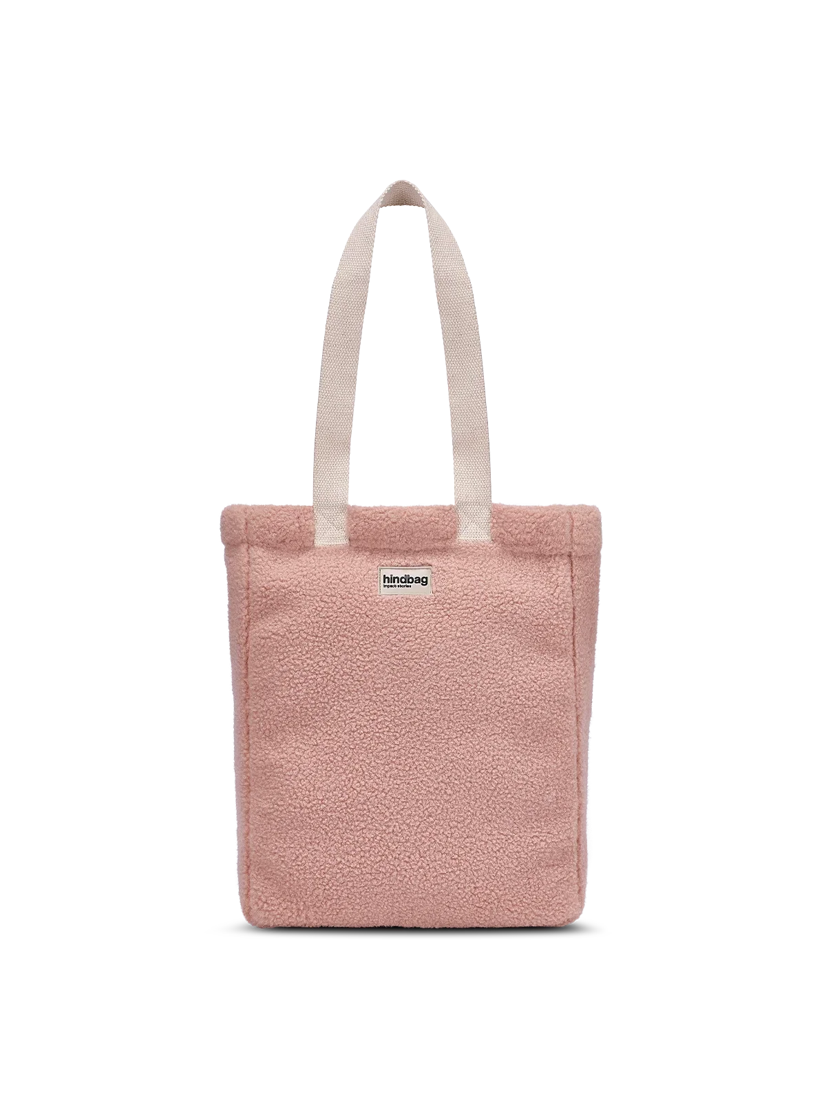 Bolso shopper vertical Paul de borreguito rosa empolvado