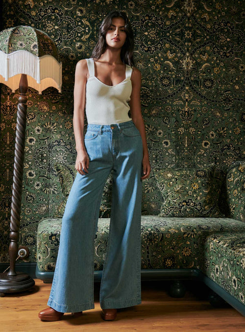 JEANS ANCHO PAULINE AZUL PETITE MENDIGOTE