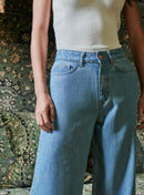 JEAN WIDE LEG BLEU PAULINE PETITE MENDIGOTE
