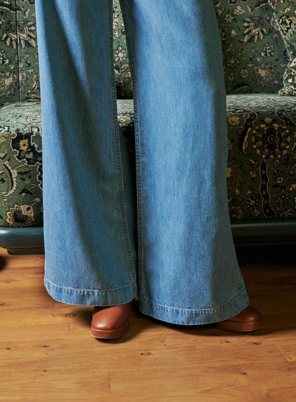 JEAN WIDE LEG BLEU PAULINE PETITE MENDIGOTE