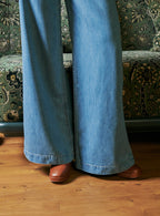 JEAN WIDE LEG BLEU PAULINE PETITE MENDIGOTE