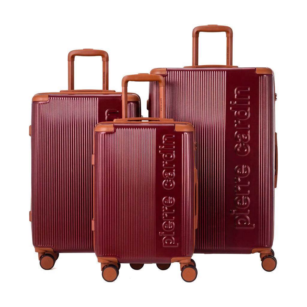 Set of 3 Suitcases + 2 Bags Pierre Cardin Berlin - Dark Red