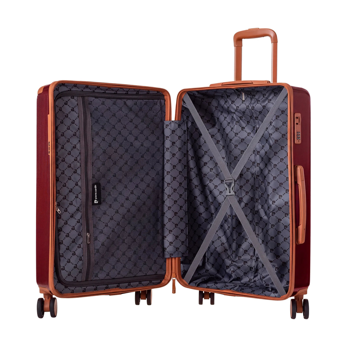 Set of 3 Suitcases + 2 Bags Pierre Cardin Berlin - Dark Red