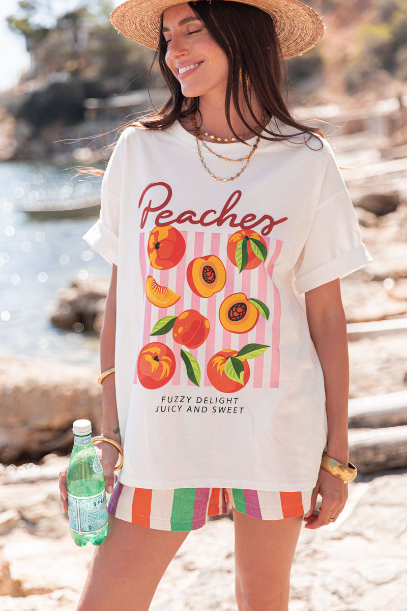 PEACHES Blanc - T-Shirt Imprimé