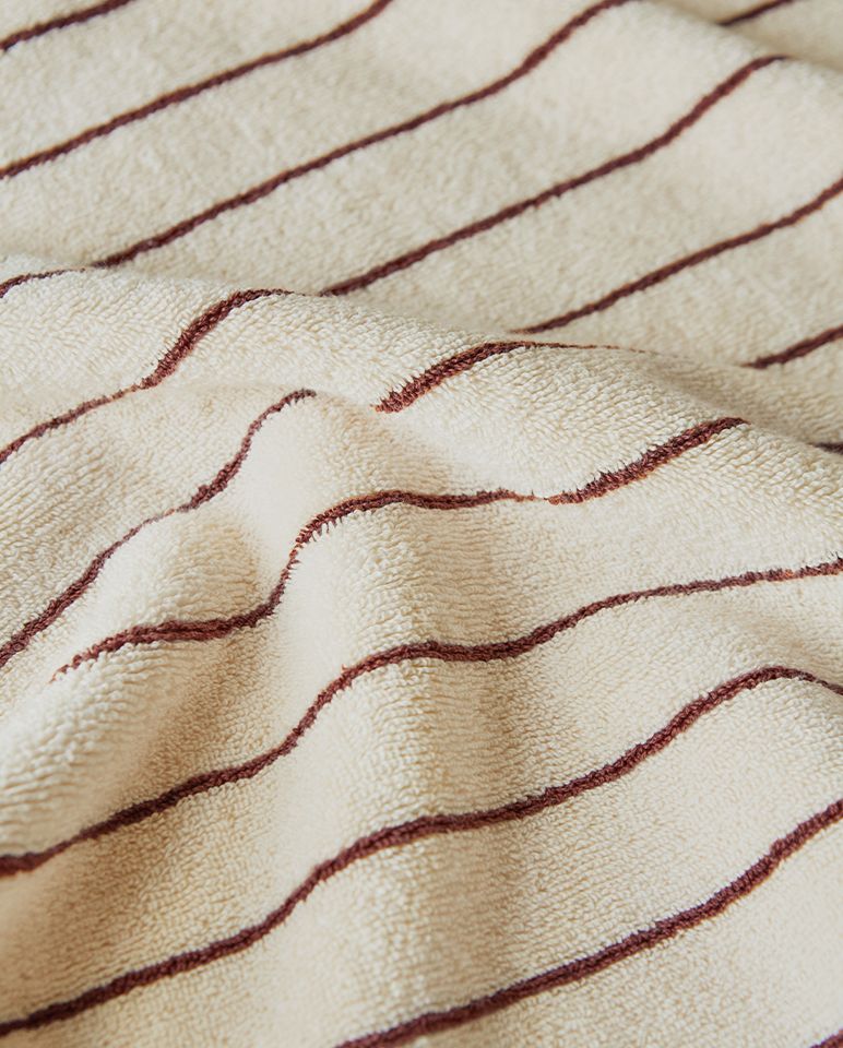 Peignoir à capuche éponge - Beige rayé Brun