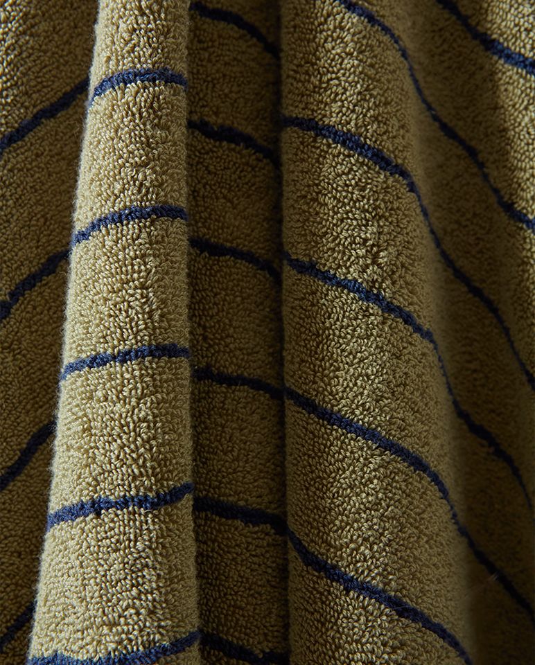 Accappatoio con Cappuccio in Spugna - Verde a Righe Blu
